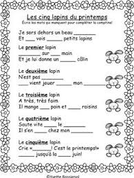 Les Cinq Lapins Du Printemps Comptine Et Activites Avec French Poems French Activities Learn French