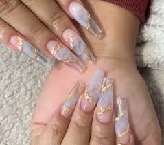 Simple Ideas Nail Art To Spice Up Your Manicure 30 In 2020 Gold Acrylic Nails Best Acrylic Nails Clear Acrylic Nails