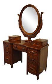 Vintage Davis Cabinet Co Lillian Russell Collectors Cherry Vanity With Mirror On Chairish Com Vanity Wooden Sofa Designs Wood Mirror