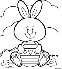 Coloriage de lapin a imprimer gratuit coloriage lapin kawai mange des nouilles sur hugolescargot com. Coloriage Lapin De Paques Souriant Avec Des Coeurs Dessin Paques A Imprimer