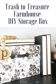 Black And White Contact Paper Dollar Tree Trash To Treasure Farmhouse Storage Box The Latina Next Door In 2020 Farmhouse Storage Boxes Trash To Treasure Storage Box