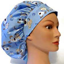 Women S Dogs Bark Bouffant Surgical Scrub Hat Adjustable With Elastic And Cord Lock Handmade Scrub Hat Patterns Scrub Hats Surgical Scrub Hats
