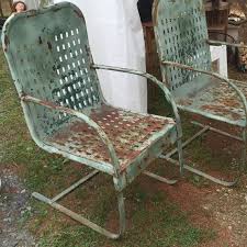 Spring Steel Garden Chairs Bouncers Pair Vintage Metal Chairs Vintage Outdoor Furniture Garden Chairs
