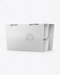 Download Yogurt 4 Pack Mockup In Box Mockups On Yellow Images Object Mockups