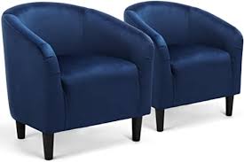 Approx 105 length, 100 depth, 87 height (cm). Amazon Com Yaheetech Set Of 2 Barrel Chair Velvet Accent Chair Club Chair Armchair Upholstered Mordern Chair Navy Blue Kitchen Dining