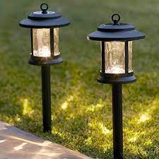 Pair Of Warm White Led Glass Solar Lantern Stake Lights Solar Garden Lanterns Solar Lights Garden Backyard Solar Lights