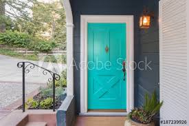 However, black front doors seem to have the best resale value. Turquoise Entry Door Front Door With Single Cylinder Entrance Electronic Handle Set Stock Photo Adobe Stock