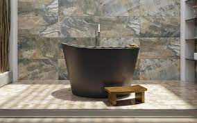 An acrylic soaking tub that won't take much space and will grand you every bath to be a relaxing one. best alcove soaking tub: áˆ Black Japanese Soaking Tub Aquatica Black Stone Japanese Tub Japanese Bath Tubs Best Prices