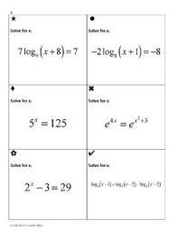 Exponential And Logarithmic Equations Sum Em Activity By Mrs E Teaches Math In 2020 Equations Teaching Math Exponential