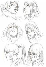 When do the anime or manga hair, make it simple, simplify big clump of hair and make if jaggy (i might do a tutorial. Anime Face Reference Animefacereference Face Angles Anime Drawings Tutorials Sketches
