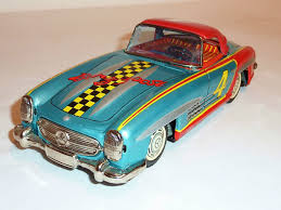 Bandai Japanese Tin Litho Friction 1950s Mercedes Benz 300sl Racer Vintage Toys Retro Toys Old Toys