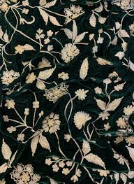 Our matt velvet range is a thick, plush, plain luxurious fabric with a short dense pile for a soft velour texture. Green Velvet Running Fabric With Floral Zari Embroidery Angad Creations