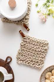 Photo below is my potholder in progress. Knit Twine Potholder Pattern With Leather Flax Twine