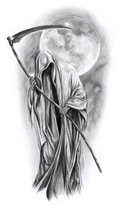 100 most unusual grim reaper tattoo designs. Black And Grey Grim Reaper With Full Moon Tattoo Design