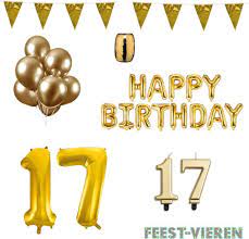 17 Jaar Verjaardag Versiering Pakket Goud Kopen Gadgethouse