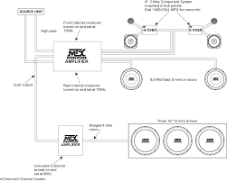 As shown in my diagram, you can connect 2 channels to a 4 channel amp using either the speaker level inputs wired in parallel or by using rca. System Diagram Examples Mtx Audio Serious About Sound