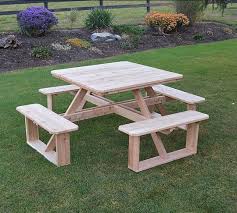 A L Furniture Co 44 Square Walk In Table Specify For Free 2 Umbrella Hole Rustic Outdoor Furniture Picnic Table Rustic Furniture