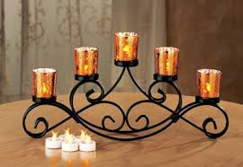 5 Golden Led Votives On Iron Candle Holder Decor Decoracion En Hierro Ideas Creativas Para Decorar Candeleros