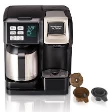 Brews a cup and carafe, at the touch of a button. Hamilton Beach 2 Way Flexbrew Single Serve Coffee Maker With Thermal Carafe