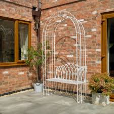 Check out our wrought iron arch selection for the very best in unique or custom, handmade pieces from our garden decoration shops. Kingfisher Canterbury Vintage Wrought Iron Garden Cream Metal Arch Pergola Seat Buyaparcel