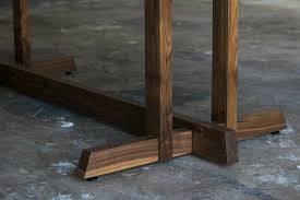 Mez Works Furniture Lake Tahoe And Sf Bay Area Live Edge Walnut Slab Dining Table Trestle Style Solid Wood Base