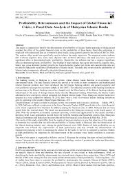 Reengineering the financial systems, corporate sectors. Profitability Determinants And The Impact Of Global Financial Crisis