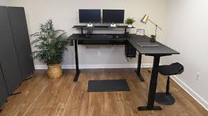 Triple Motor Electric L Shaped Standing Desk With Ez Assemble Frame Stand Up Desk Store Youtube