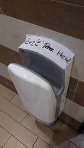 In A Local Chinese Restaurant In The Men S Toilet There Was This Sign On A Dyson Airblade Hand Dryer Imgur