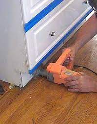 Toe Kick Saws Cuts Plywood Flooring Under Cabinets