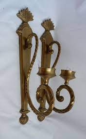 Check spelling or type a new query. Vintage Brass Wall Candle Sconces Holder Large Pair W Glass Hurricane Shades Large 18 Inch Candle Wall Sconces Candle Sconces Sconces
