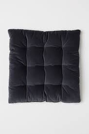 Velvet Seat Cushion Charcoal Gray Home All H M Us Chair Cushion Covers Seat Cushions Chair Cushions