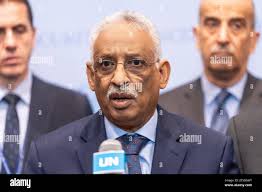 Ambassador of Mauritania Sidi Mohamed Laghdaf speaks during press encounter  by members of Organization of Islamic Cooperation at UN Headquarters in New  York