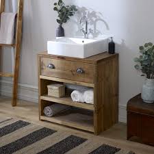 This rustic barnwood bathroom vanity is handcrafted from genuine reclaimed wood salvaged from timeworn barns and other structures throughout rural northern georgia. Rustic Chunk Wood Bathroom Vanity Unit Bathroom Cabinet With Storage