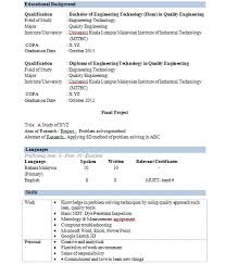 language proficiency resume malaysia