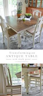 Antique Dining Table Updated With Chalk Paint Antique Dining Tables Painted Dining Table Kitchen Table Makeover