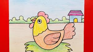 How To Draw A Cartoon Hen Chicken Step By Step Easy Drawing For Kids Easy Drawings Easy Drawings For Kids Drawing For Kids