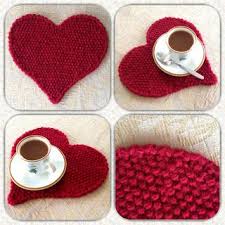 Knitted Heart Placemat Knitted Heart Knitted Heart Pattern Small Knitting Projects