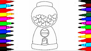 Print them all for free. Heart Shaped Gumball Machine Coloring Pages L How To Draw Gum Machine Videos For Kids Rainbow Colors Youtube
