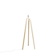 This model has a brushed aluminum frame and a black base. Modern Floor Lamp Tripod Pale Wood Cortina Lampandlight