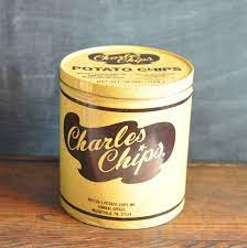 Vintage Potato Chip Tin Can Charles Chips Advertising Collectible Mountville Pa Tin Can Vintage Tin Vintage Tins