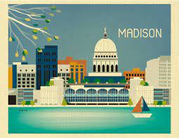 Poster measures 18 x 24 and is a 5 color screen print for 311's october 15th, 2017 show at the orpheum theater in madison, wisconsin. Madison Wisconsin Skyline Gift Art Poster Print For Home Decor Nursery And Office Wall Art 8 X 10 Style E8 O Ma Loose Petals Online Store Powered By Storenvy
