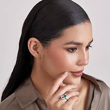 Buy MISS JO 92.5 Sterling Silver Pave Set Ribbon Ring with Emerald,  Cocktail Ring, Colour Crush Collection, Gift for Women, BIS Hallmarked -6  at ...