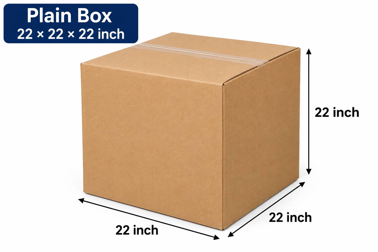 22×22×22 Inch Plain Corrugated Box | Royal Pack product image
