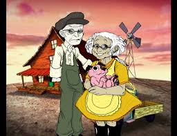 She has white curls, wears an olive colored dress, a yellow apron, a pair of sturdy, black leather boots, and just like her husband eustace, glasses. Muriel Bagge Explore Tumblr Posts And Blogs Tumgir