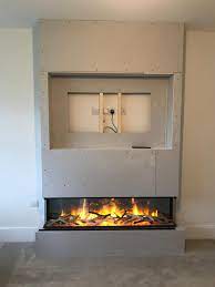 As we were redesigning our central london showroom, we planned and constructed a fake wall to house the large bio container and zen bio fire in fireproof openings. Fireplace Warehouse On Twitter Wow Factor Alert Of This Stunning Transformation We Did For Our Customer Which Included Building A False Chimney Breast With Tv Recess And One Of Our Own Bespoke
