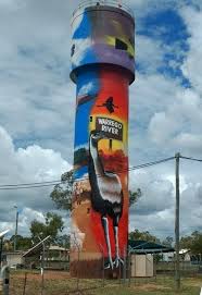 The Warrego River Water Tower In Augathella Queensland Side 1 Water Tower Tower Street Art