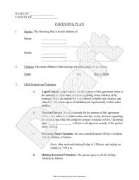 Parenting Plan Child Custody Agreement Template With Sample Parental Agree Custody Agreement Parenting Plan Child Custody