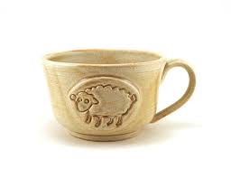 Ceramic Mug With A Sheep Large Cream Soup By Mirihardypottery 28 00 Mugs Ceramic Mug Clay Pottery
