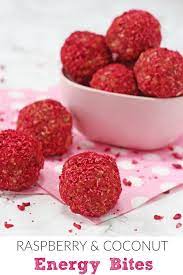 Raspberry Coconut Energy Bites My Fussy Eater Easy Kids Recipes Recipe Nutritious Snacks Dried Raspberries Healthy Recipes Easy Snacks