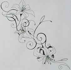 Black And White Lily Flower Tattoo Outline Lily Vine Tatuering